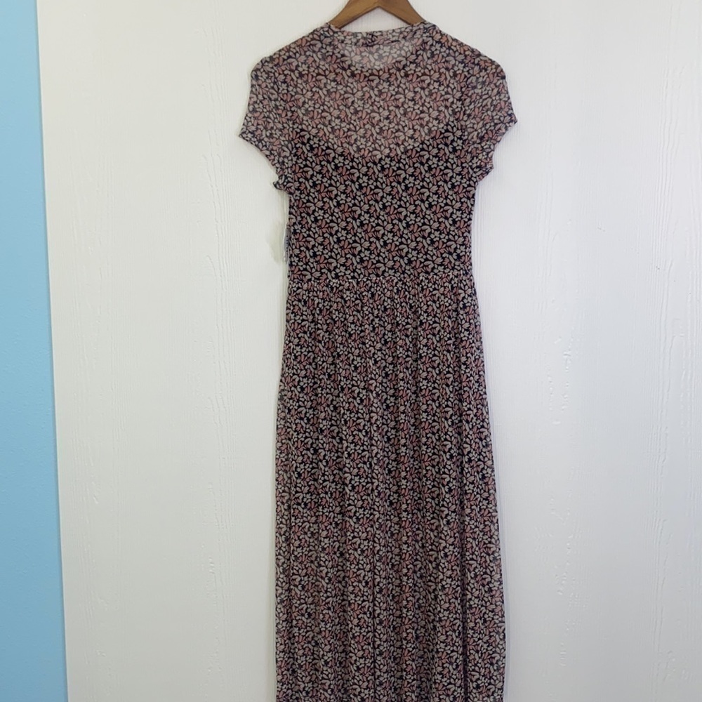 AUW - NWT Floral Black And Pink Lined Maxi Dress Size L - Picture 13 of 14